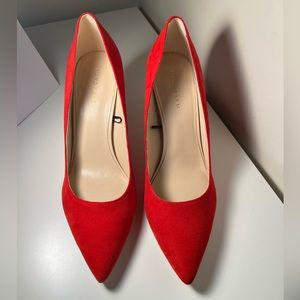 Marc Fisher Red Darren Microsuede Heel Size 10M Heel Measurement In Photo